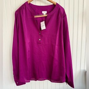 J.Crew Magenta Top with Stripes Size L